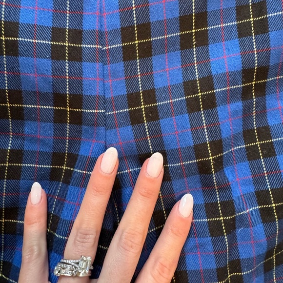 Vintage Fast Friends “J” Monogram Embroidered Bee and Apples Blue Plaid Overalls - Picture 7 of 8